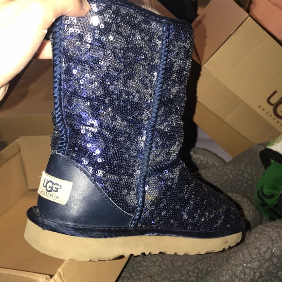 Blue & silver reversible sequence uggs - Picture 2 of 2